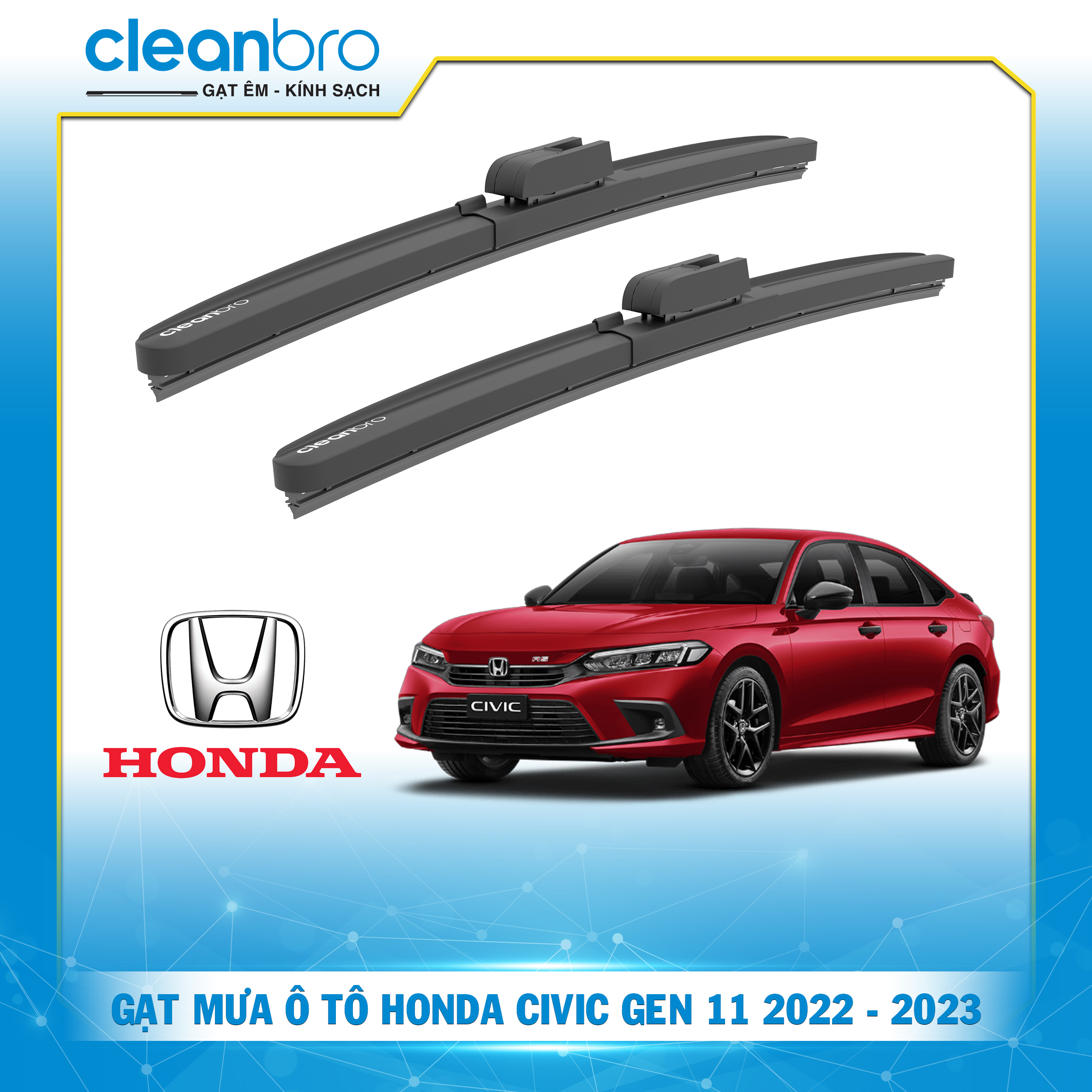 Gạt mưa ô tô hiệu ứng lá sen Honda Civic Gen 11 [2022-2023+]